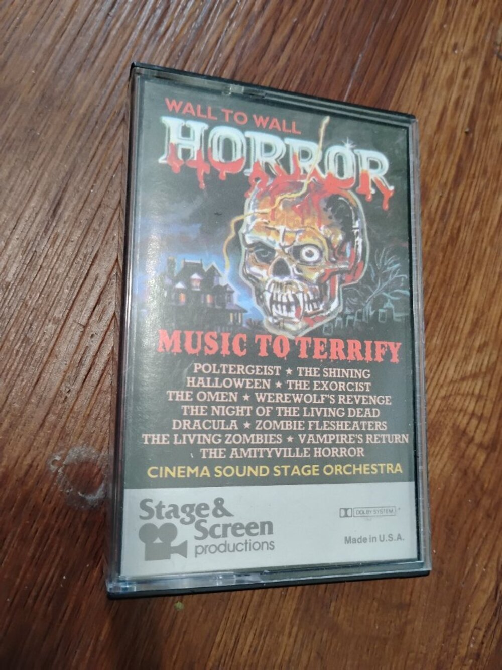 Vintage Wall To Wall Horror Music To Terrify Cassette Tape